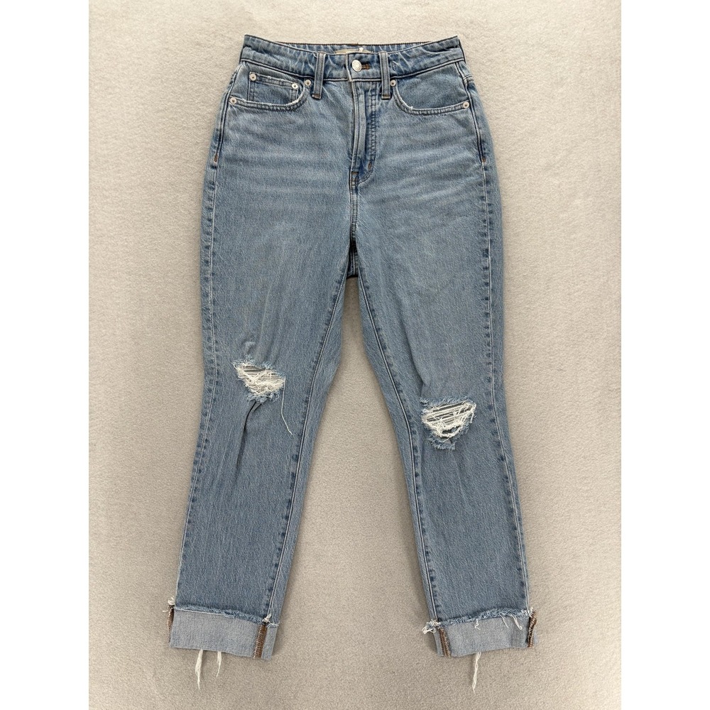 Madewell The Curvy Perfect Vintage Jeans Womens 25 Blue High Rise Distressed